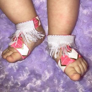 Fringe barefoot sandals